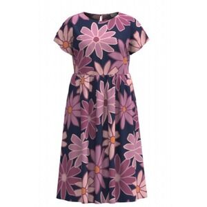 LuLaRoe Womens Dress Size XL Lorene Dolman Midi Blue Pink Floral Pockets NWT